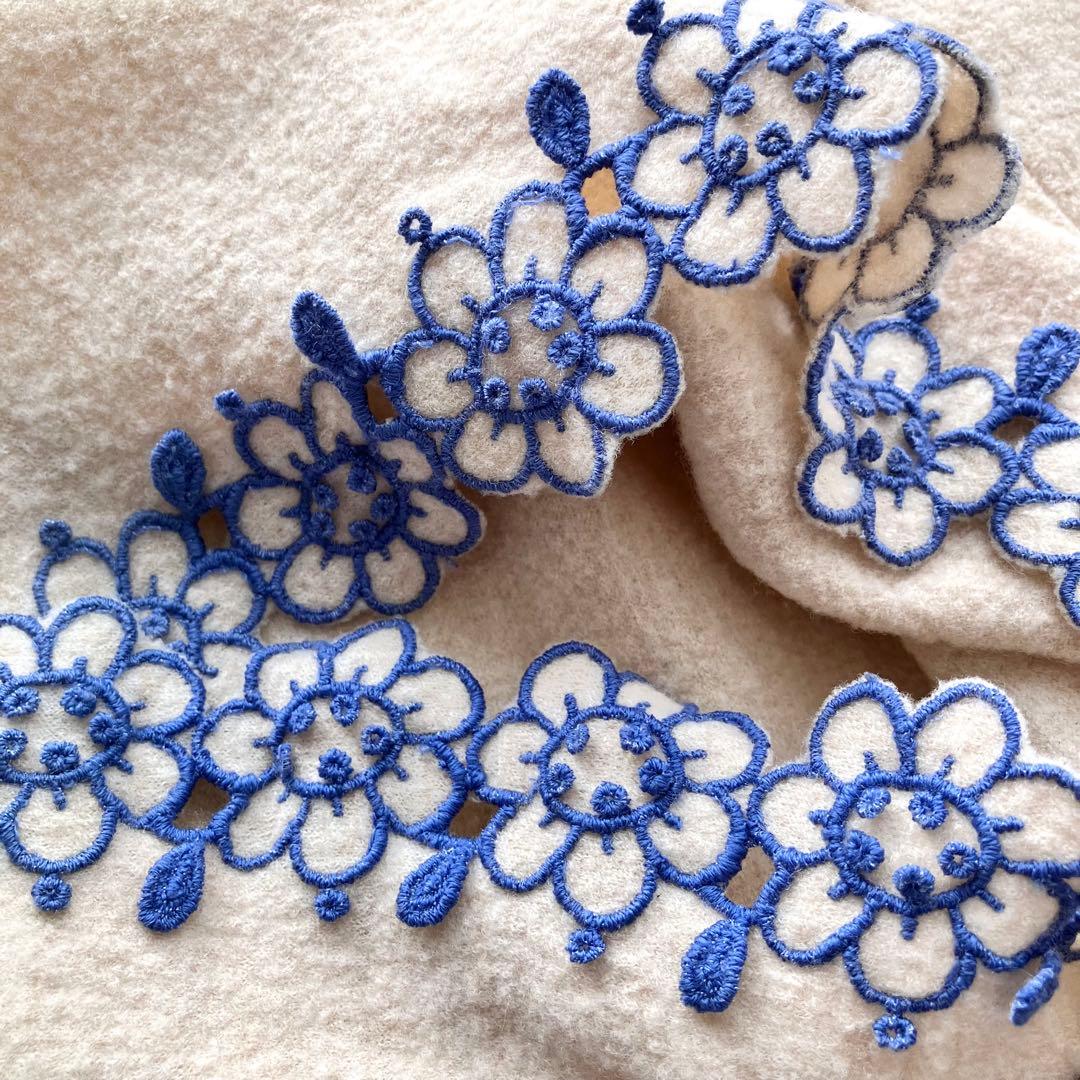 45R 縮絨ウール 裾刺繍 オーバーサイズチュニックプルオーバー トップス