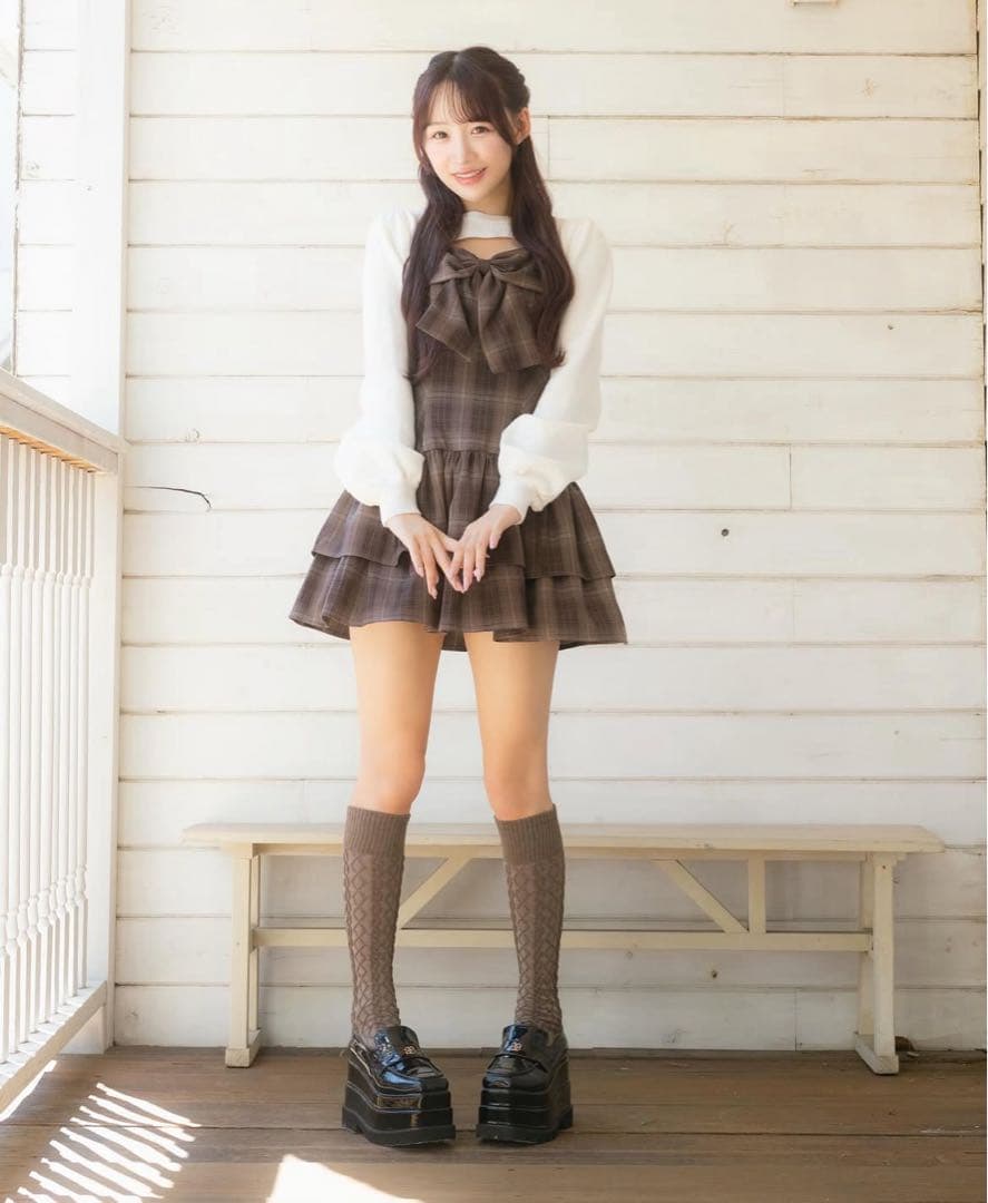 evelyn リボンボレロワンピース ブラウン