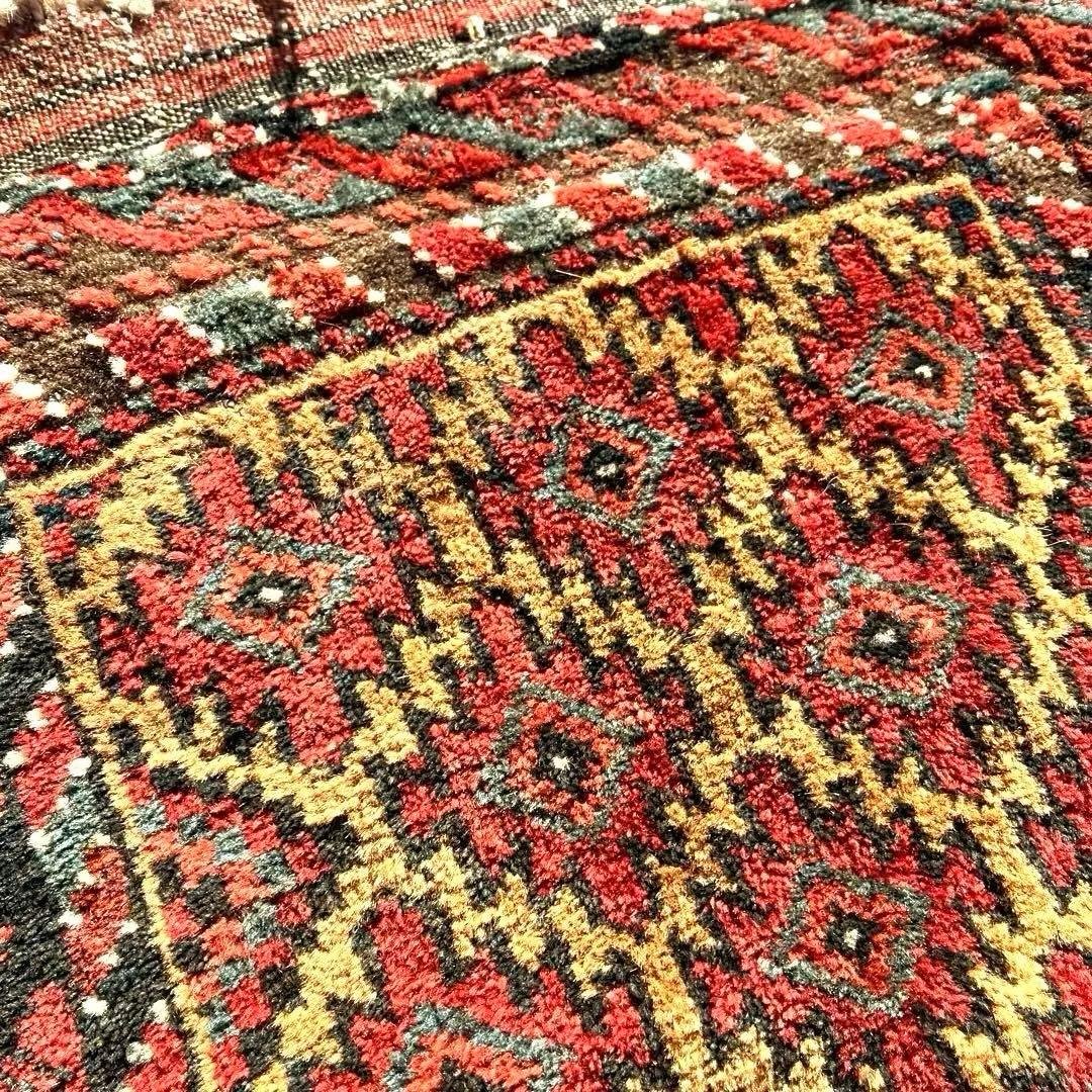 年末セール☆アンティーク絨毯 バルーチ族 バーリシトの袋表 手織りトライバルラグ