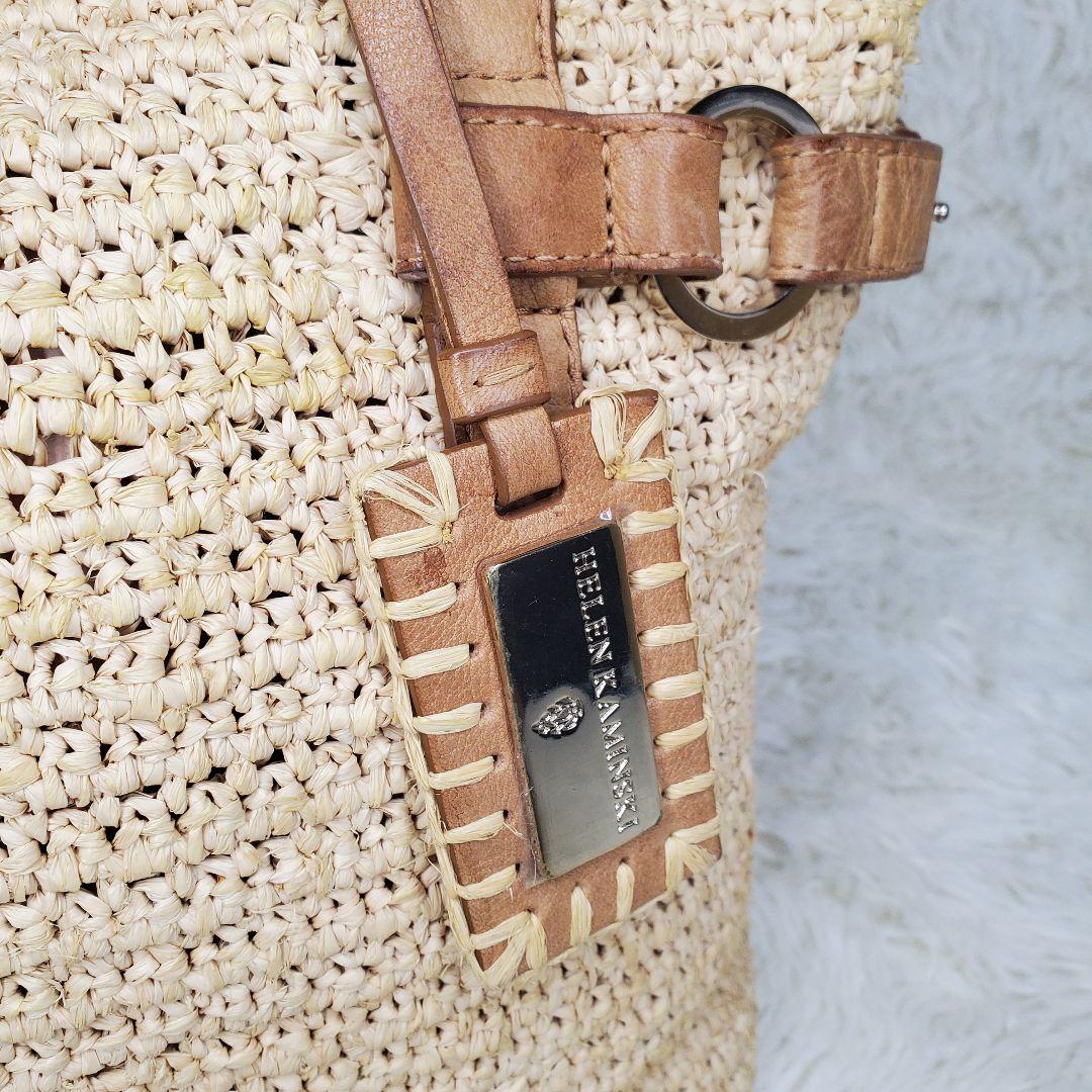 【美品】ヘレンカミンスキー ラフィア×レザー トートバッグ ベージュ