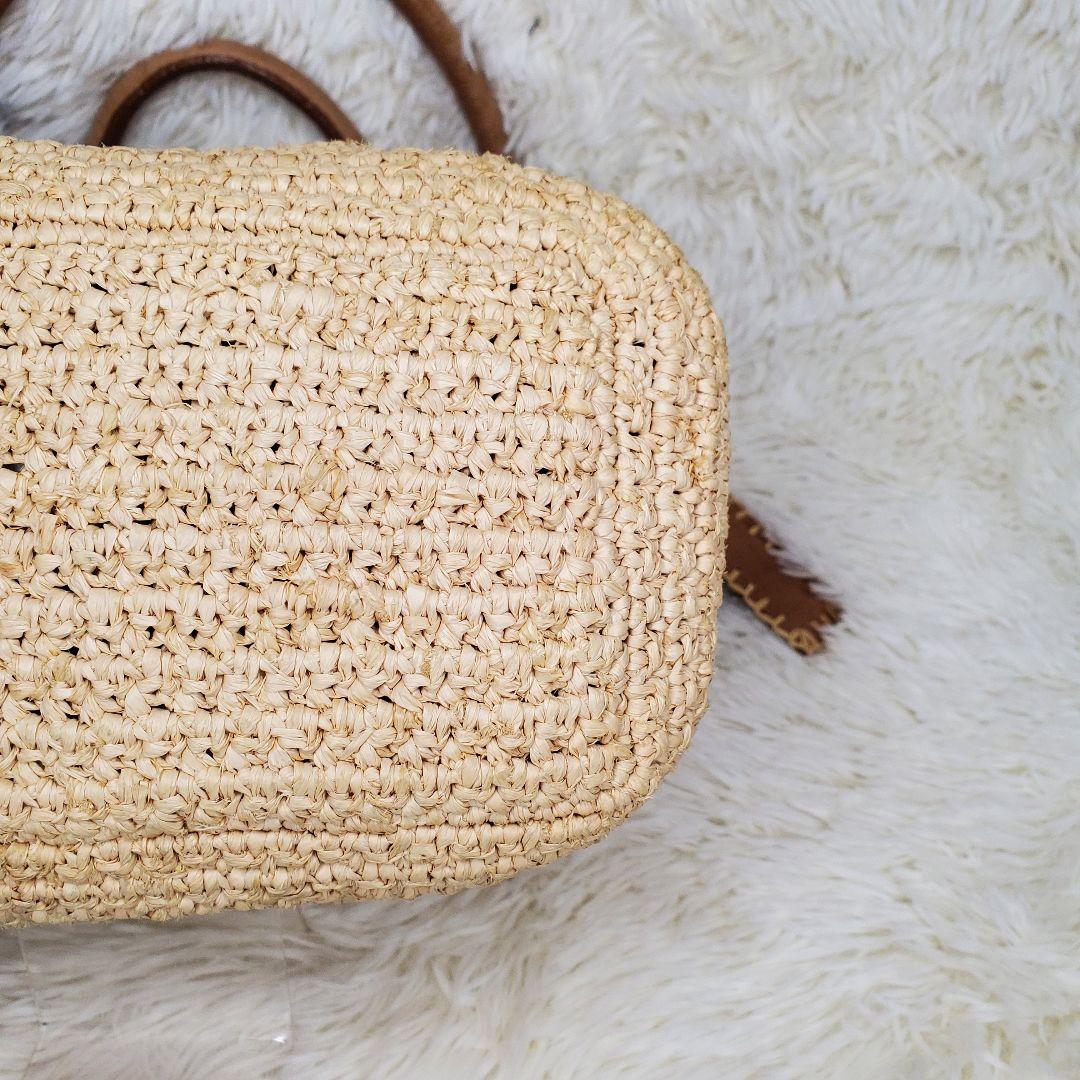 【美品】ヘレンカミンスキー ラフィア×レザー トートバッグ ベージュ