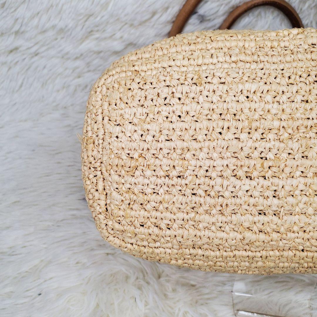 【美品】ヘレンカミンスキー ラフィア×レザー トートバッグ ベージュ