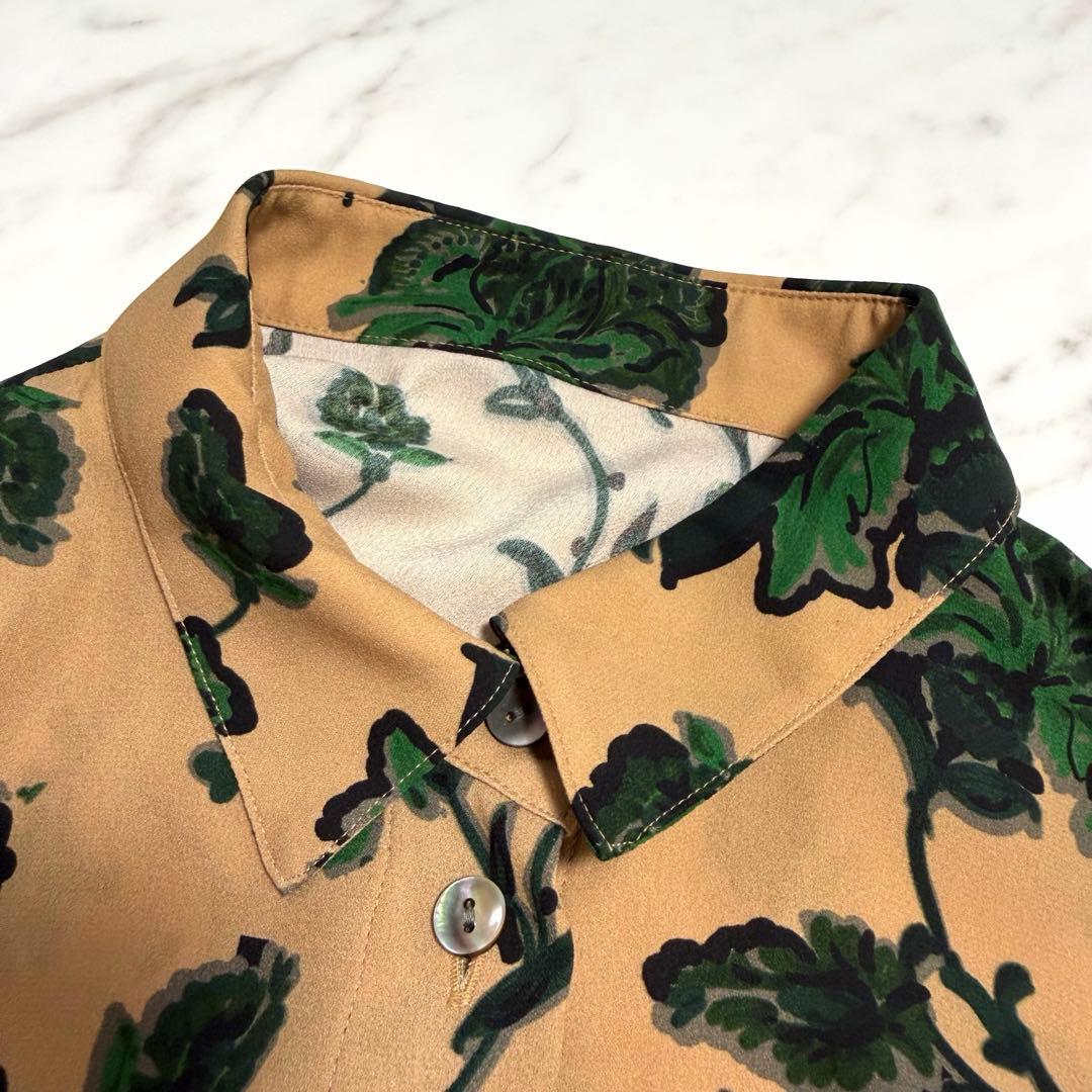 完売品 グレースクラス 2WAY フラワー プリント ロング シャツ ワンピース