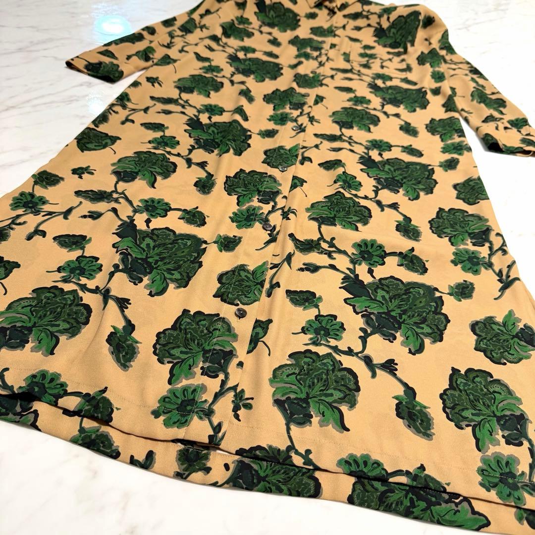 完売品 グレースクラス 2WAY フラワー プリント ロング シャツ ワンピース