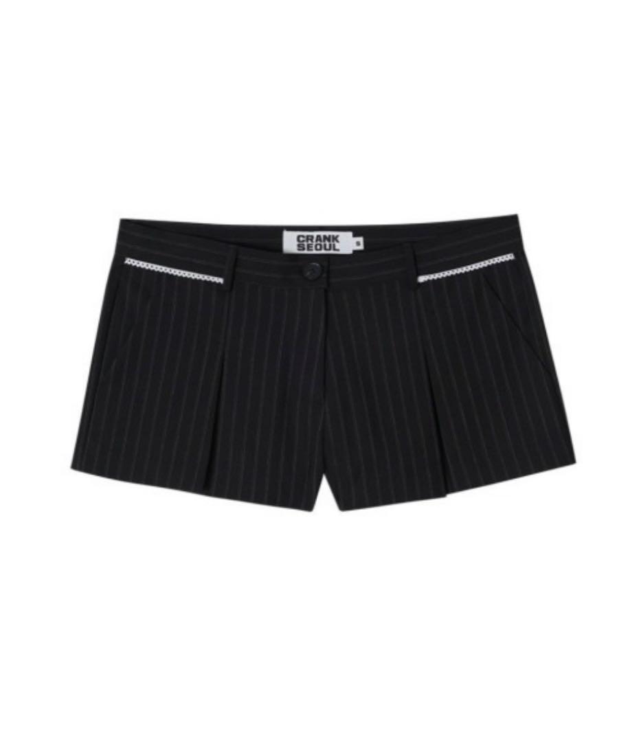 CRANK SEOUL ブラックストライプショートパンツ　S