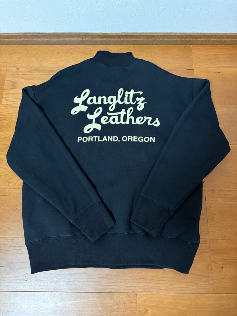 ★ラングリッツレザー ハーフジップスウェット LLC-010 ブラック L 美品