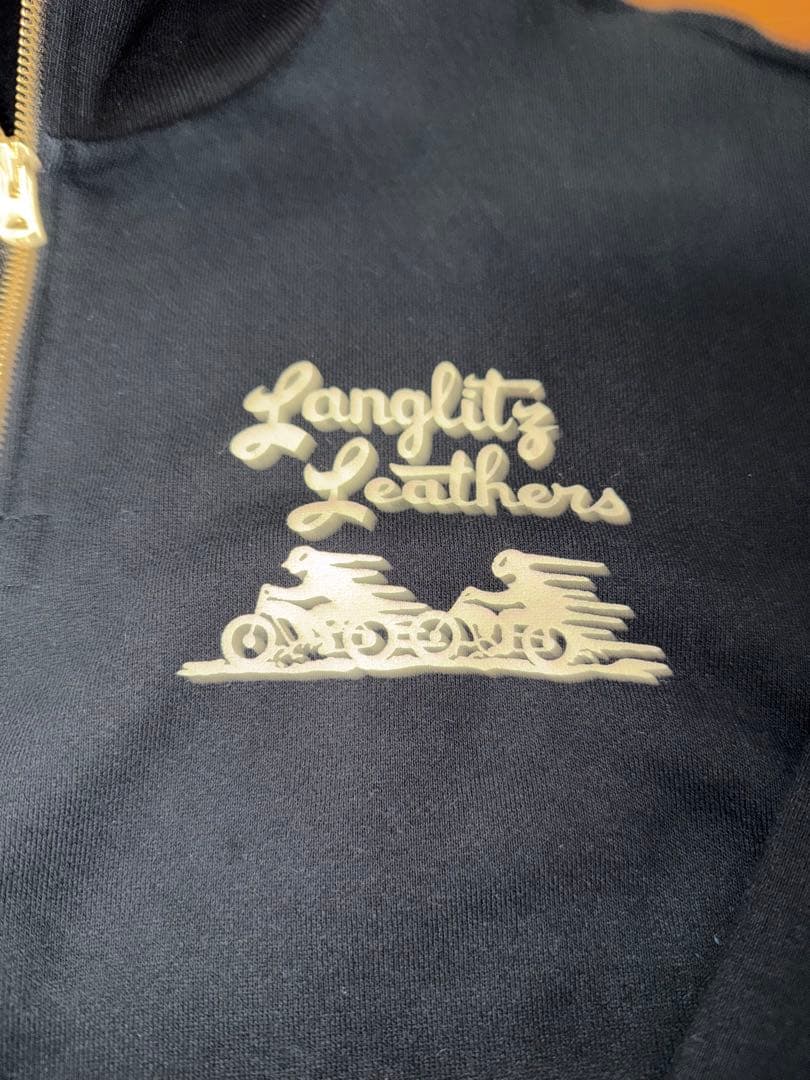 ★ラングリッツレザー ハーフジップスウェット LLC-010 ブラック L 美品