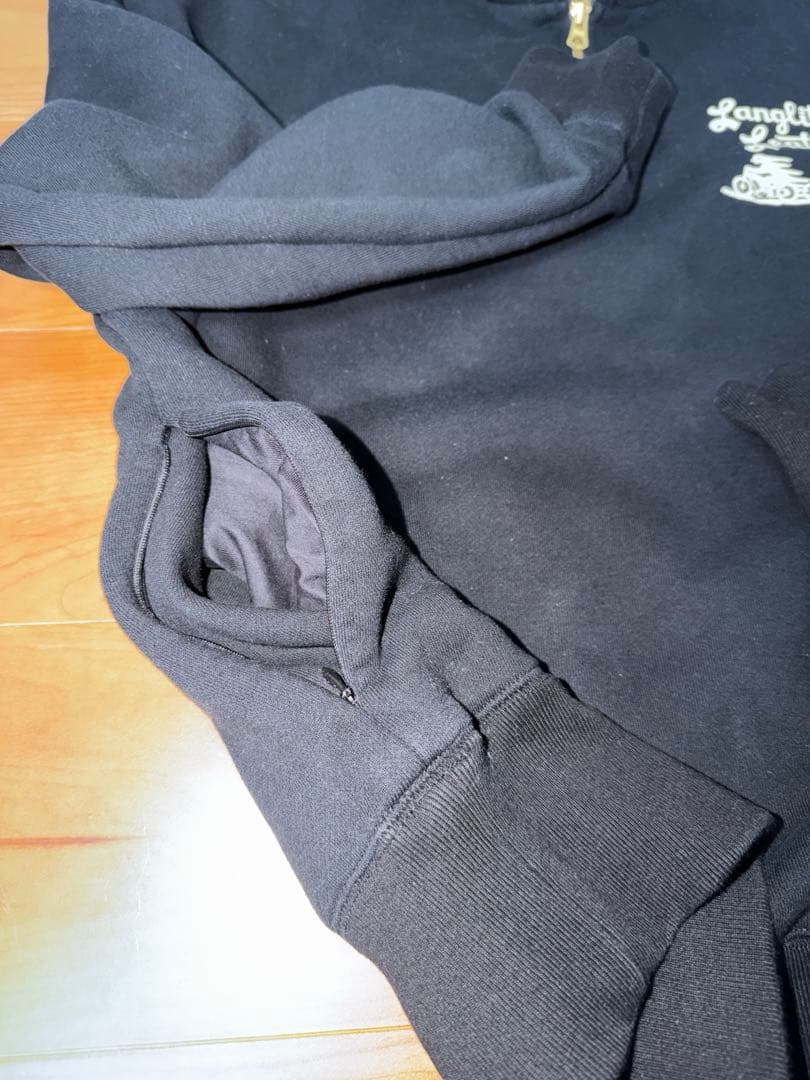 ★ラングリッツレザー ハーフジップスウェット LLC-010 ブラック L 美品