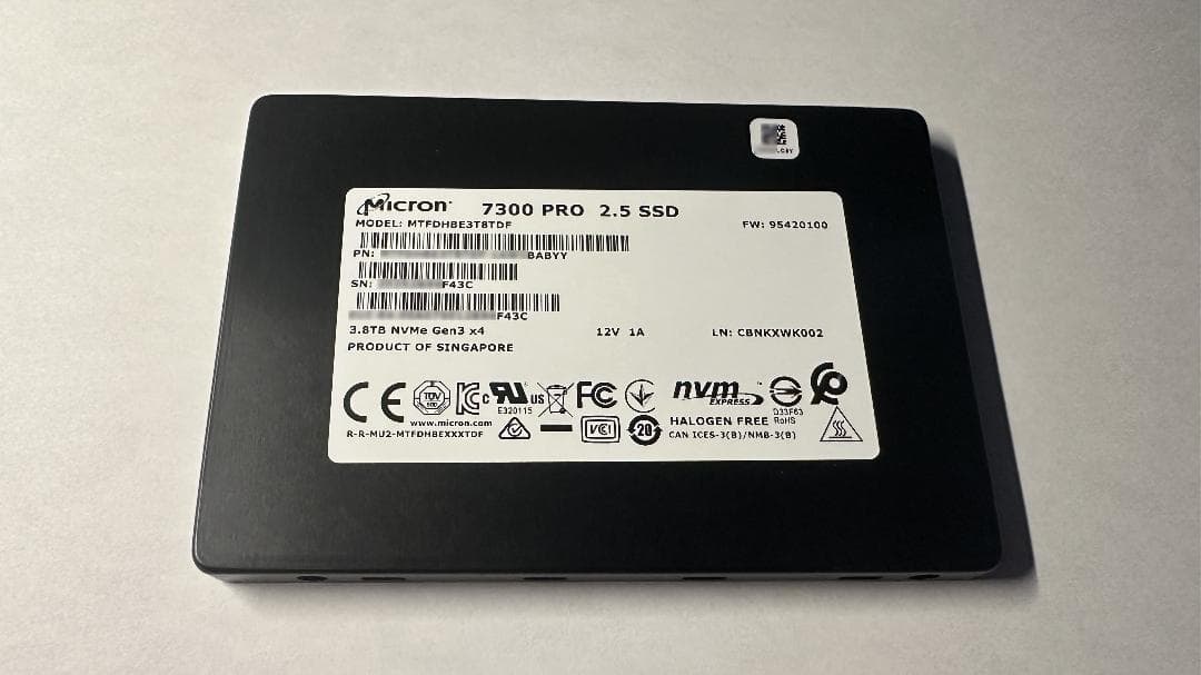 内蔵型SSD Micron 7300 PRO U.2 SSD 3.84TB