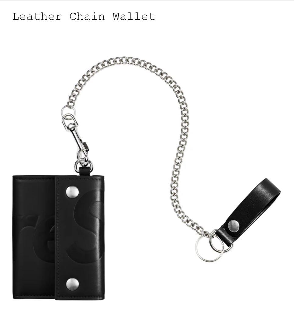 Supreme Leather Chain Wallet Black 新品