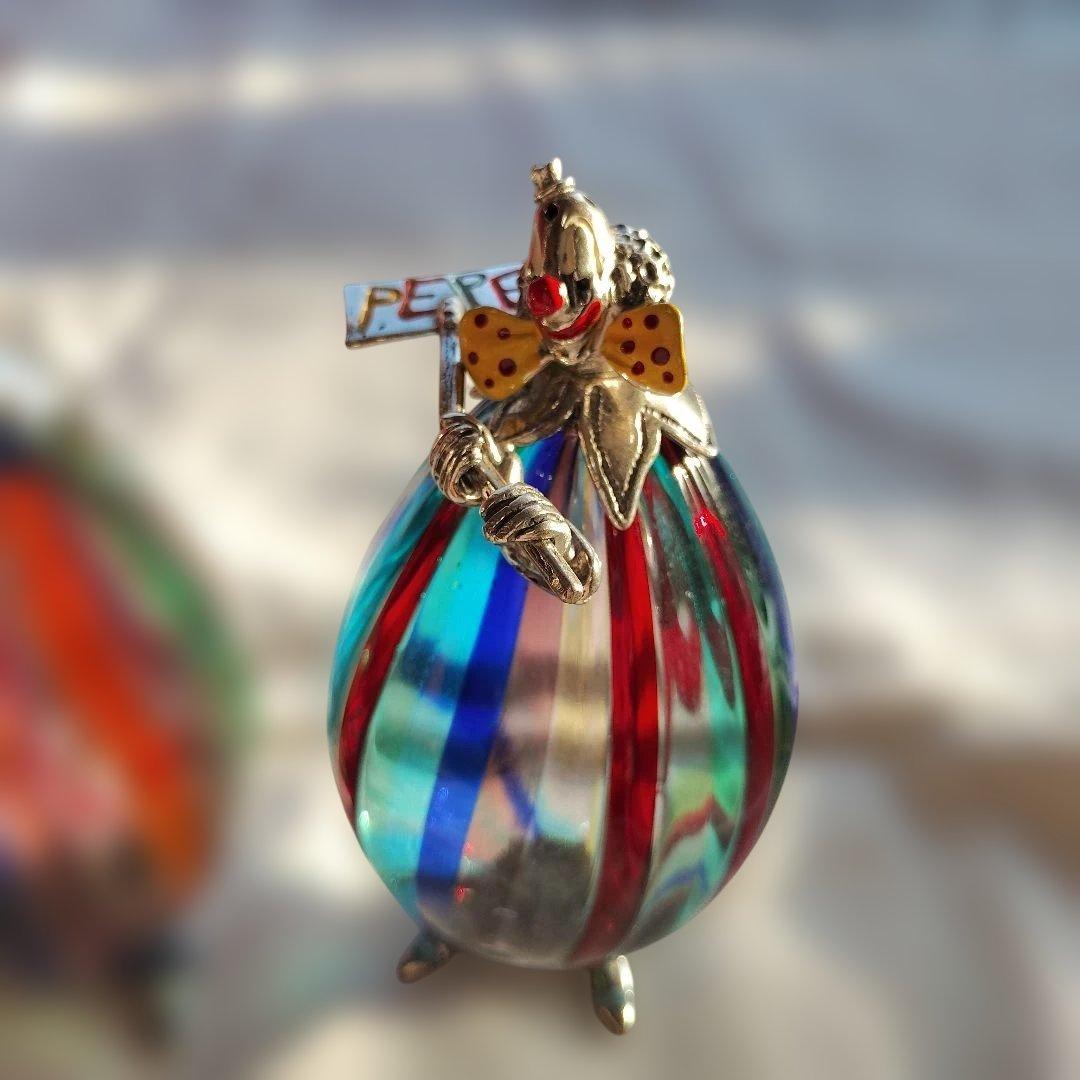 断*ぎ様 【美品】ヴィットリオ・アンジーニ作ピエロ神銀とガラス彫刻