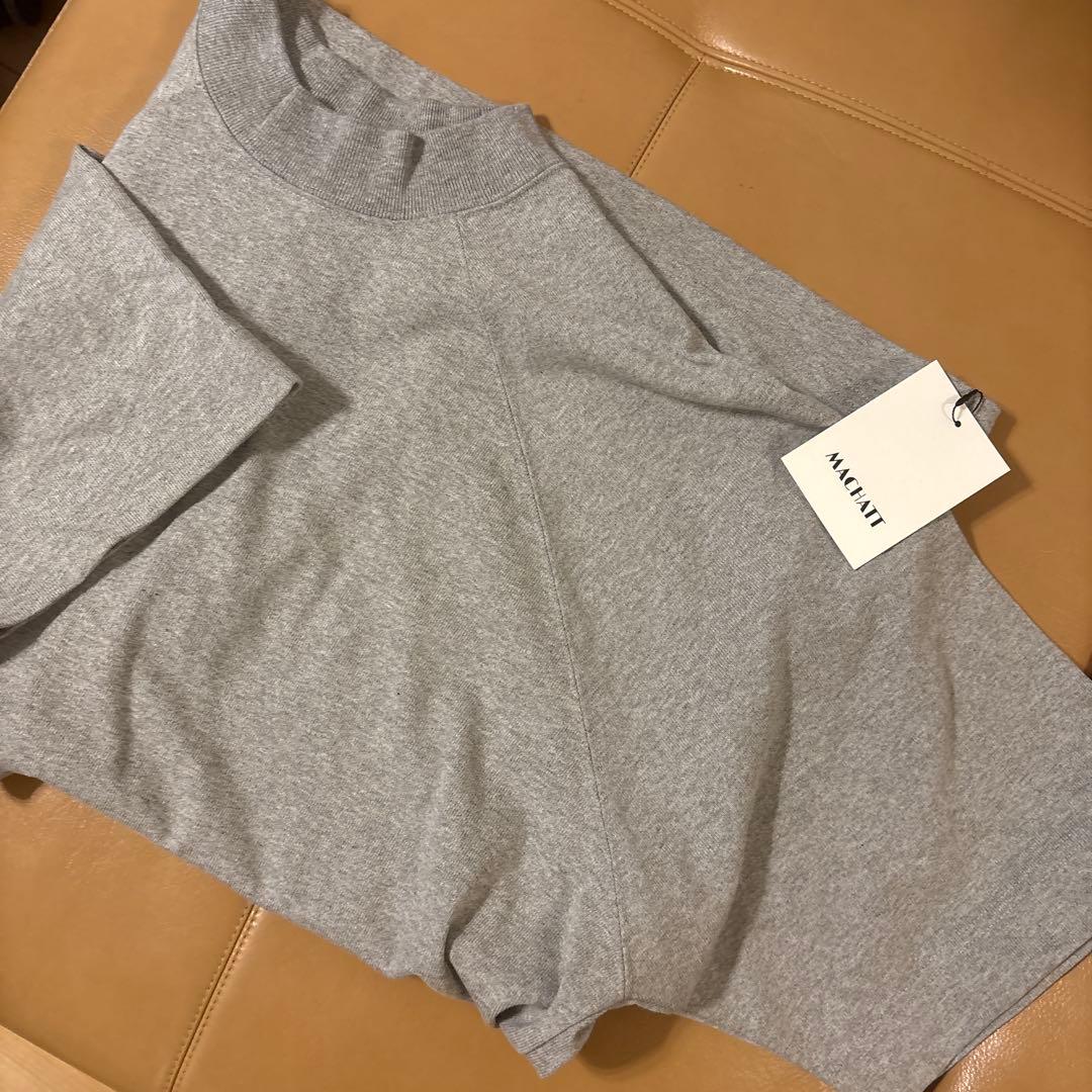 【machatt】モックネックTシャツ グレー ビックティシャツ　タグ付き
