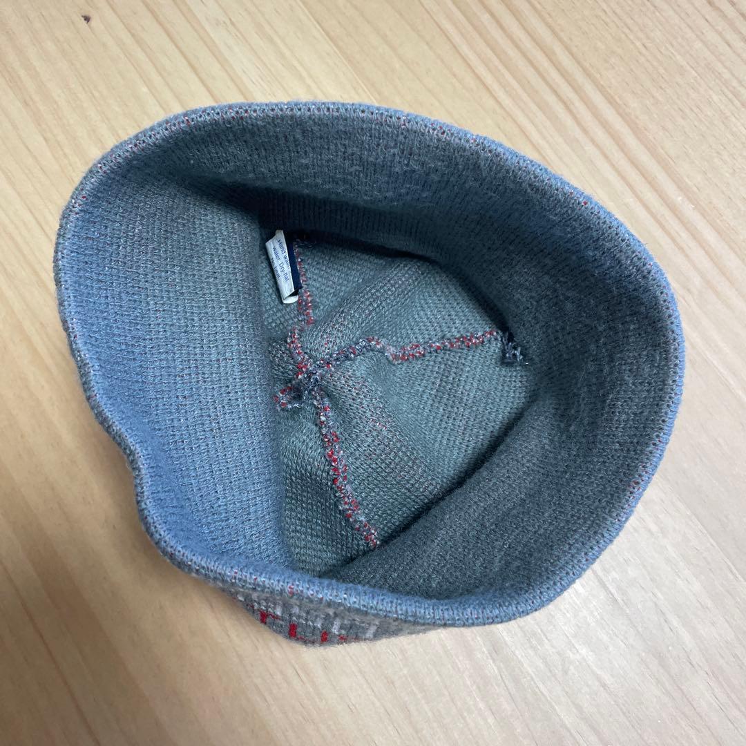 [美品]90s STUSSY モノグラムビーニー ニット帽 アメリカ製 gray