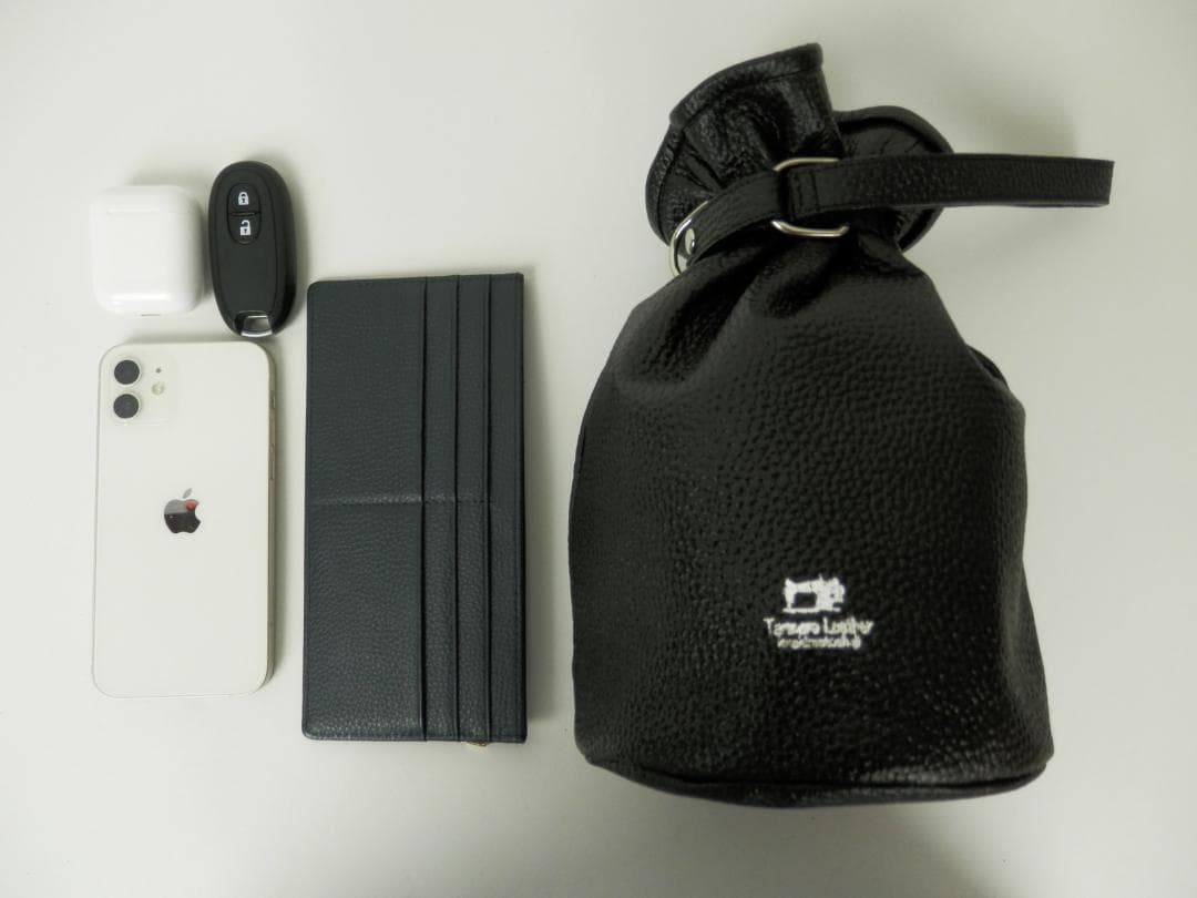 本革巾着バック ブラック メンズ 大人レザーHashimoto 匠の技 日本製