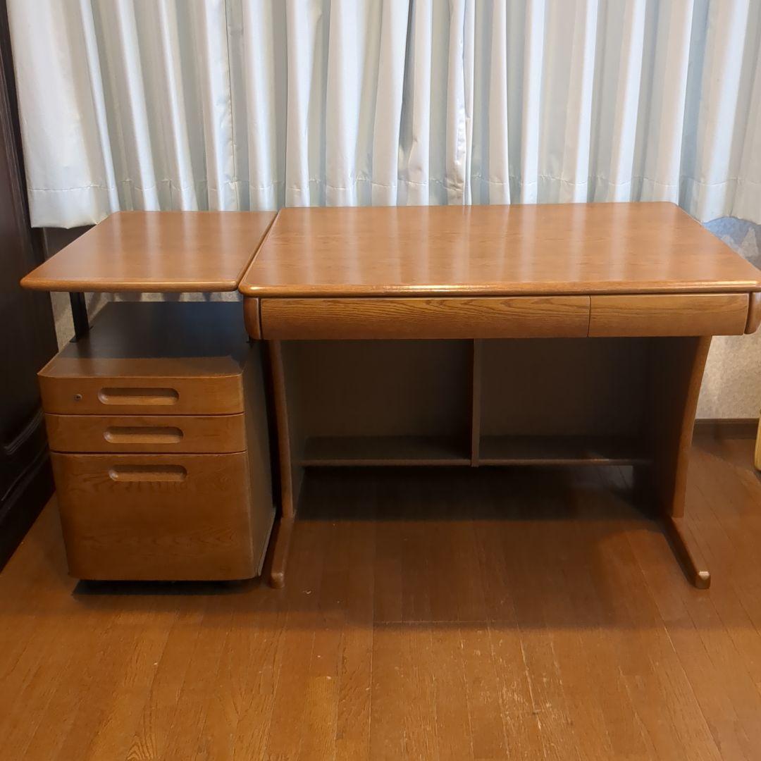 【単品購入OK】浜本工芸製　天板昇降式　３段引き出し付き袖机