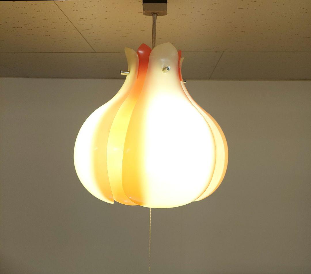 昭和レトロ チューリップライト ペンダントライト 2灯式蛍光灯 ピンク