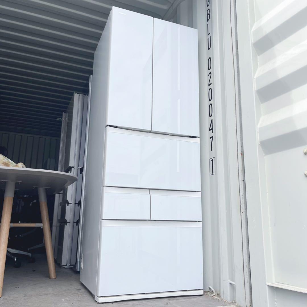 取付無料！東芝ベジータ真ん中野菜室 クリスタルホワイト6ドア冷蔵庫！洗濯機