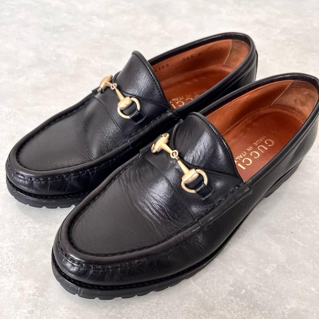 美品✨GUCCI グッチ ラグソール ホースビット ローファー 黒　22.5㎝