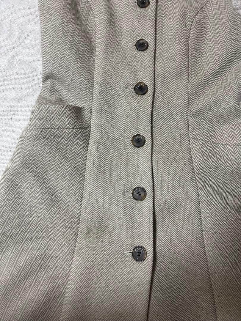 FOXEYジレ ベスト 上質ウールカシミヤ混 ヘリンボーン柄ベージュ 42