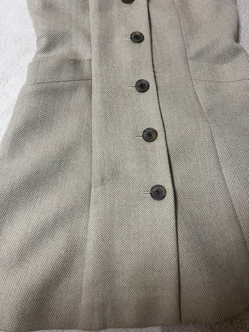 FOXEYジレ ベスト 上質ウールカシミヤ混 ヘリンボーン柄ベージュ 42