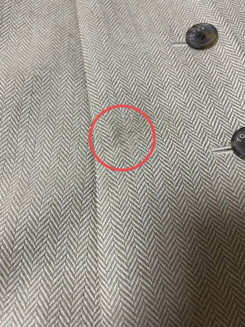 FOXEYジレ ベスト 上質ウールカシミヤ混 ヘリンボーン柄ベージュ 42