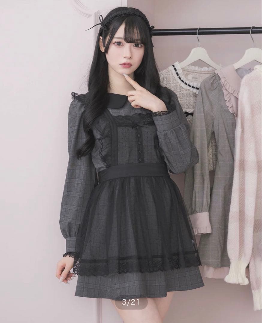 チュールエプロン付きドーリーワンピース pium