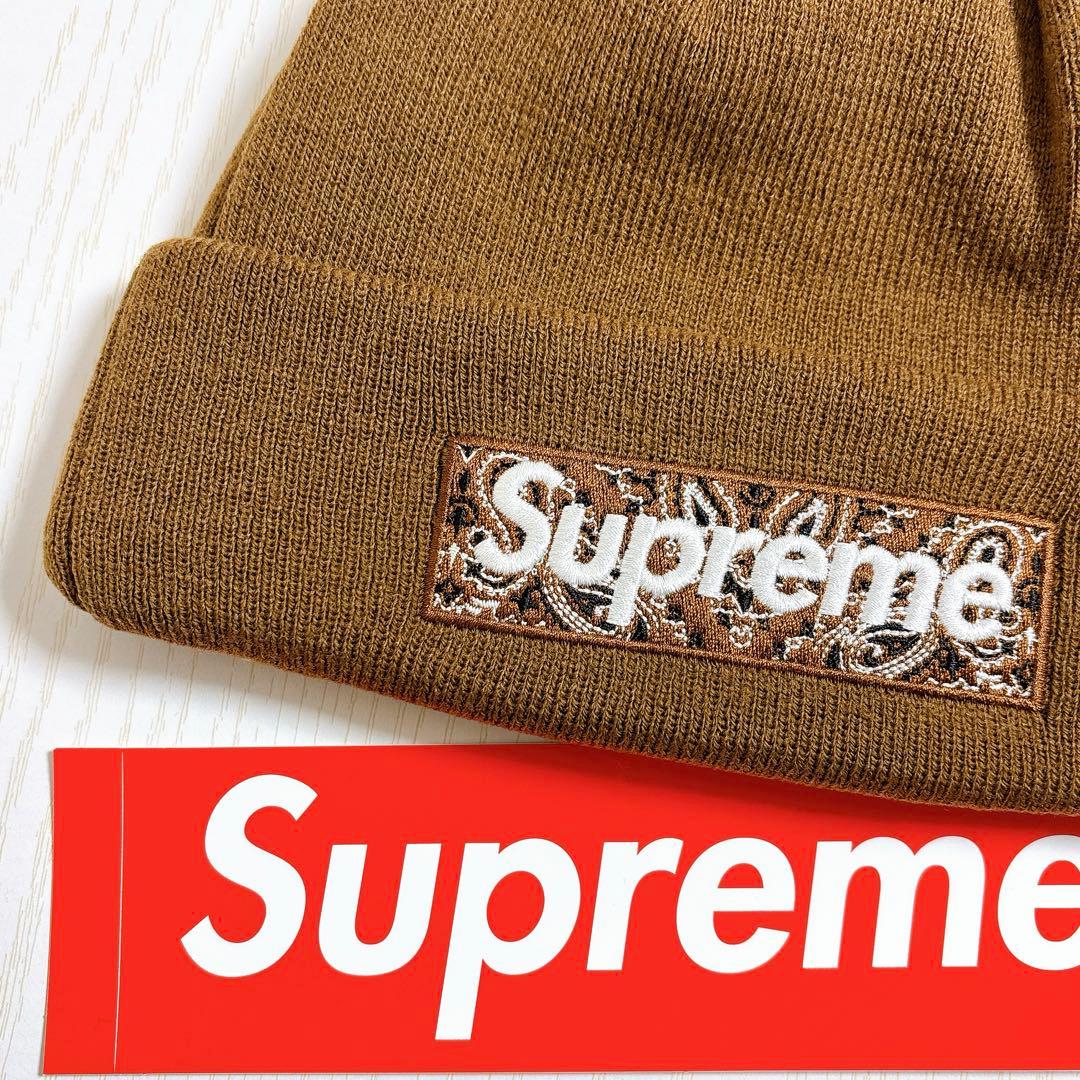 Supreme NEW ERA ビーニー　BOXロゴ　バンダナ　ブラウン　茶色