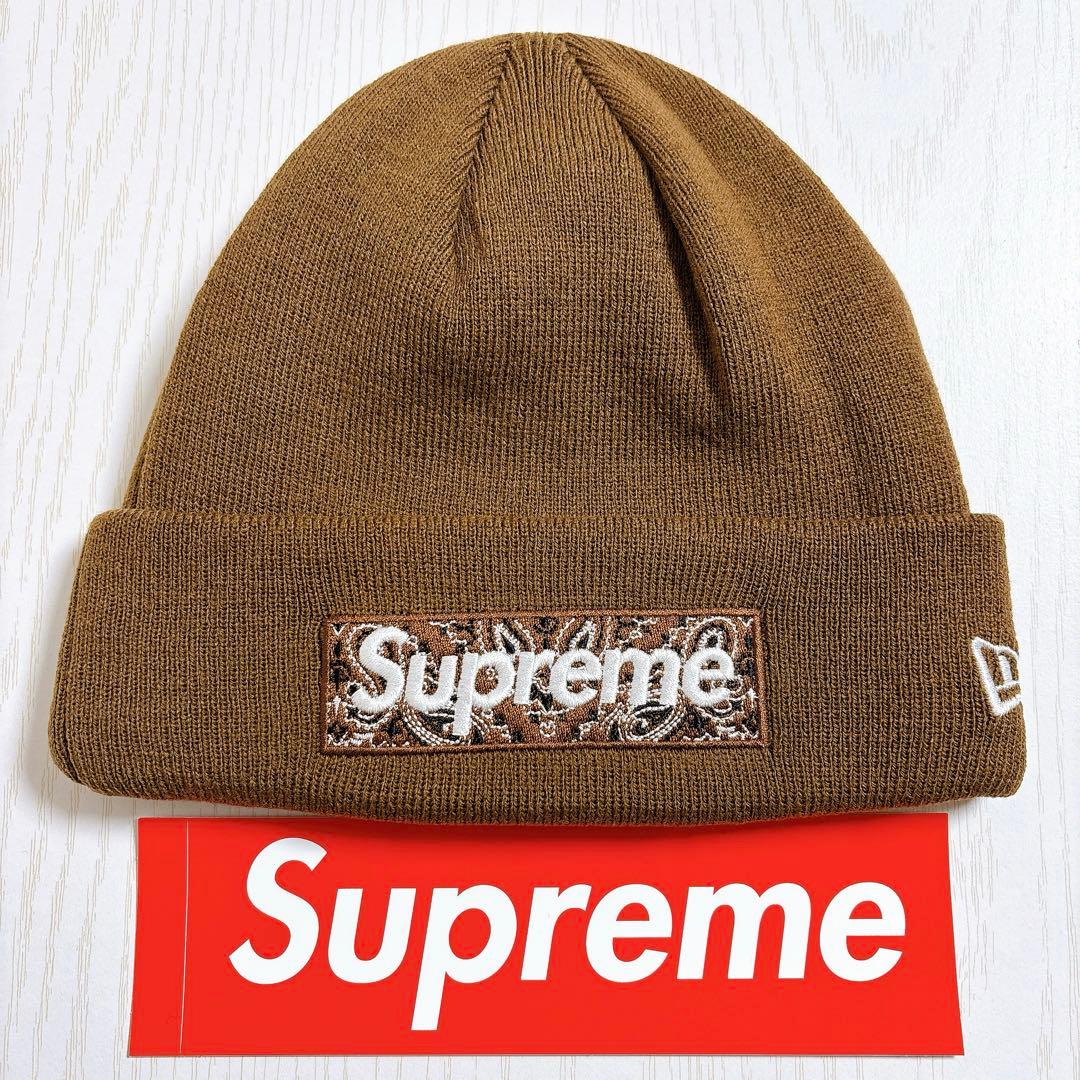 Supreme NEW ERA ビーニー　BOXロゴ　バンダナ　ブラウン　茶色