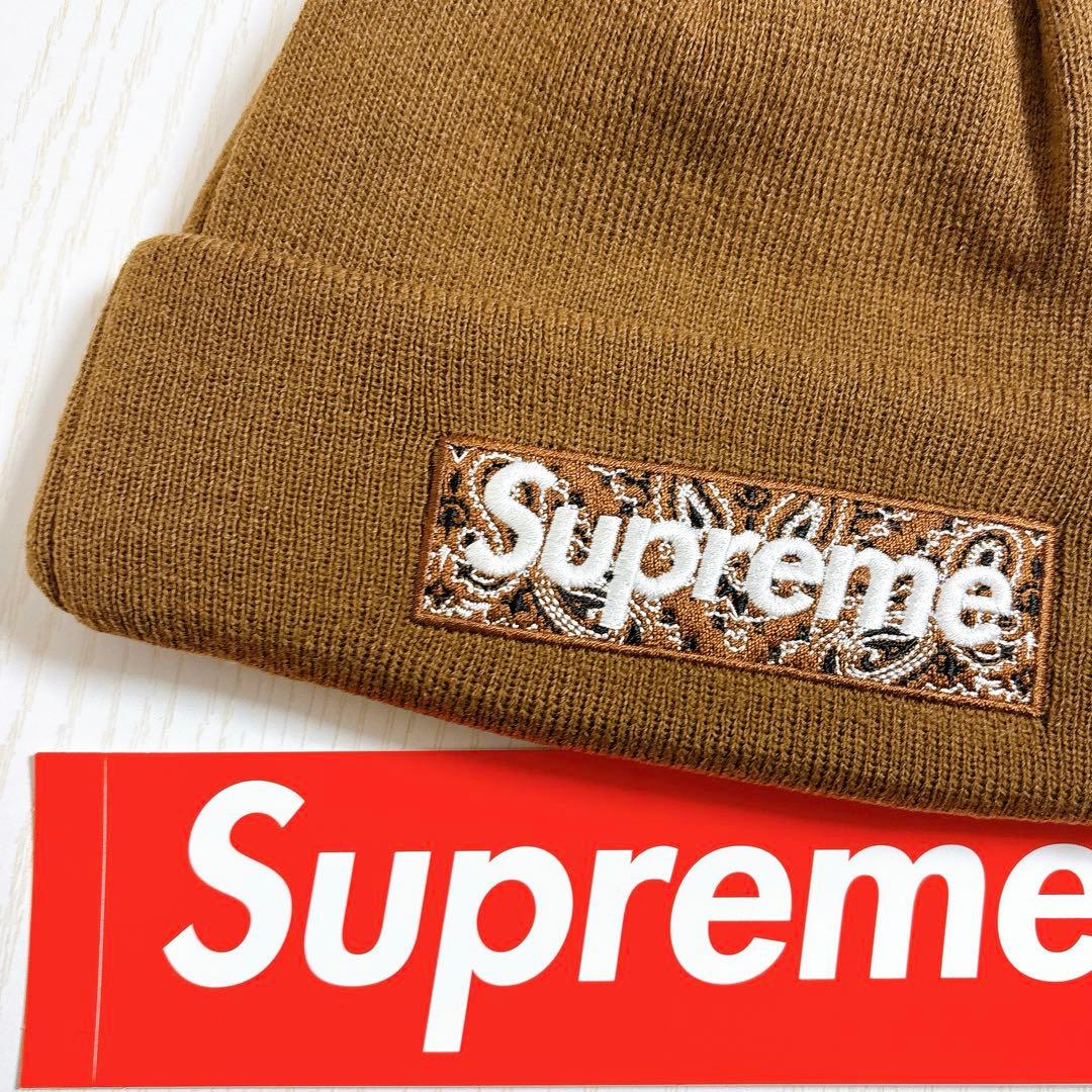 Supreme NEW ERA ビーニー　BOXロゴ　バンダナ　ブラウン　茶色