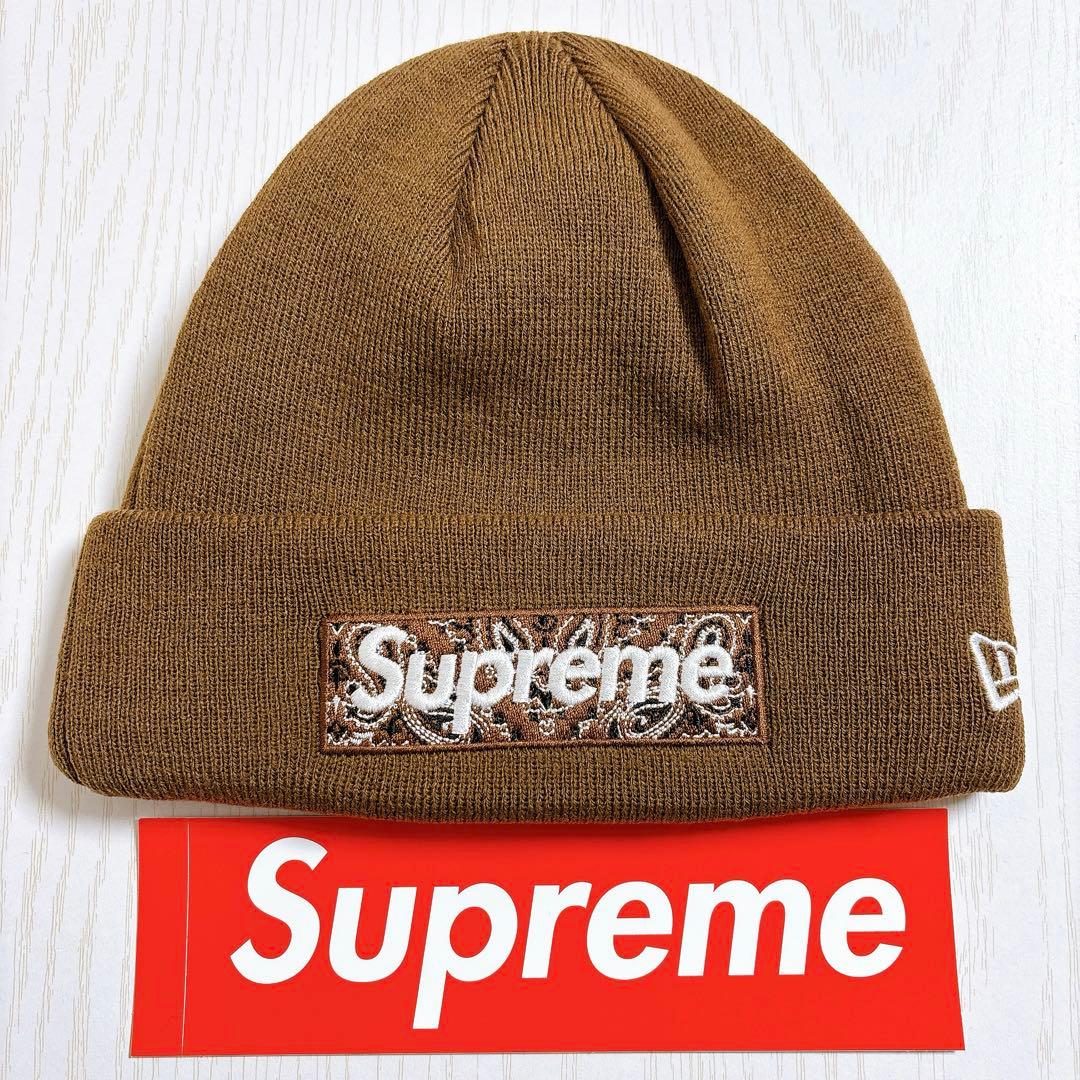 Supreme NEW ERA ビーニー　BOXロゴ　バンダナ　ブラウン　茶色
