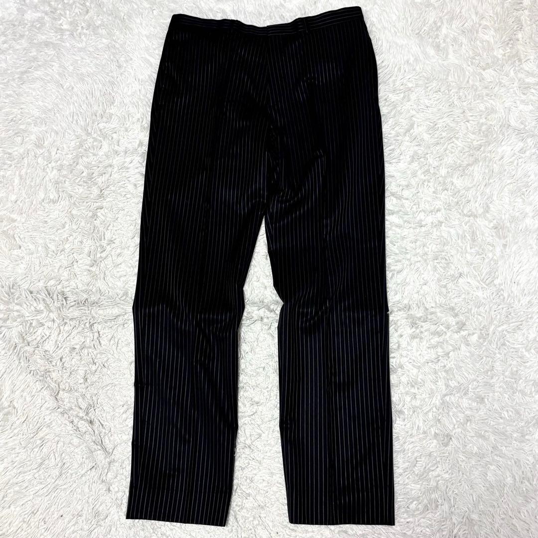 【極美品】ヒューゴボス　スーツ　セットアップ ブラック　ストライプ　シルク混　L