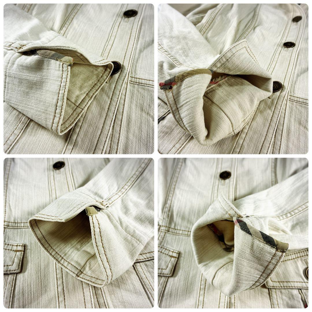 未使用級 バーバリーロンドン デニムジャケット ノバチェック ホワイト