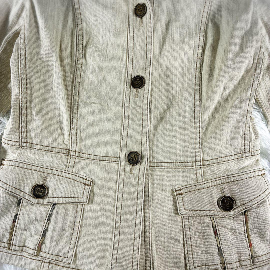 未使用級 バーバリーロンドン デニムジャケット ノバチェック ホワイト