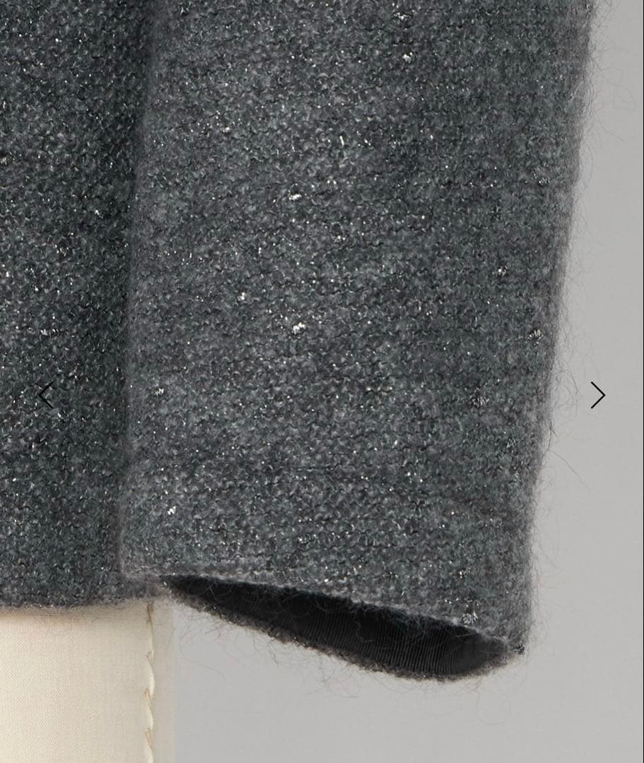 ⭐︎Drawer ラメ　ノーカラージャケット グレー36 カーディガン　ドゥロワー