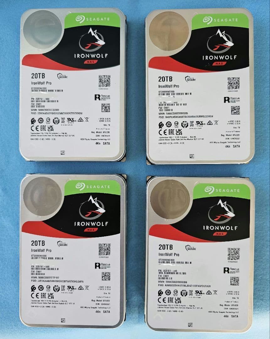 20TBHDD Seagate ST20000NE000　4本セット