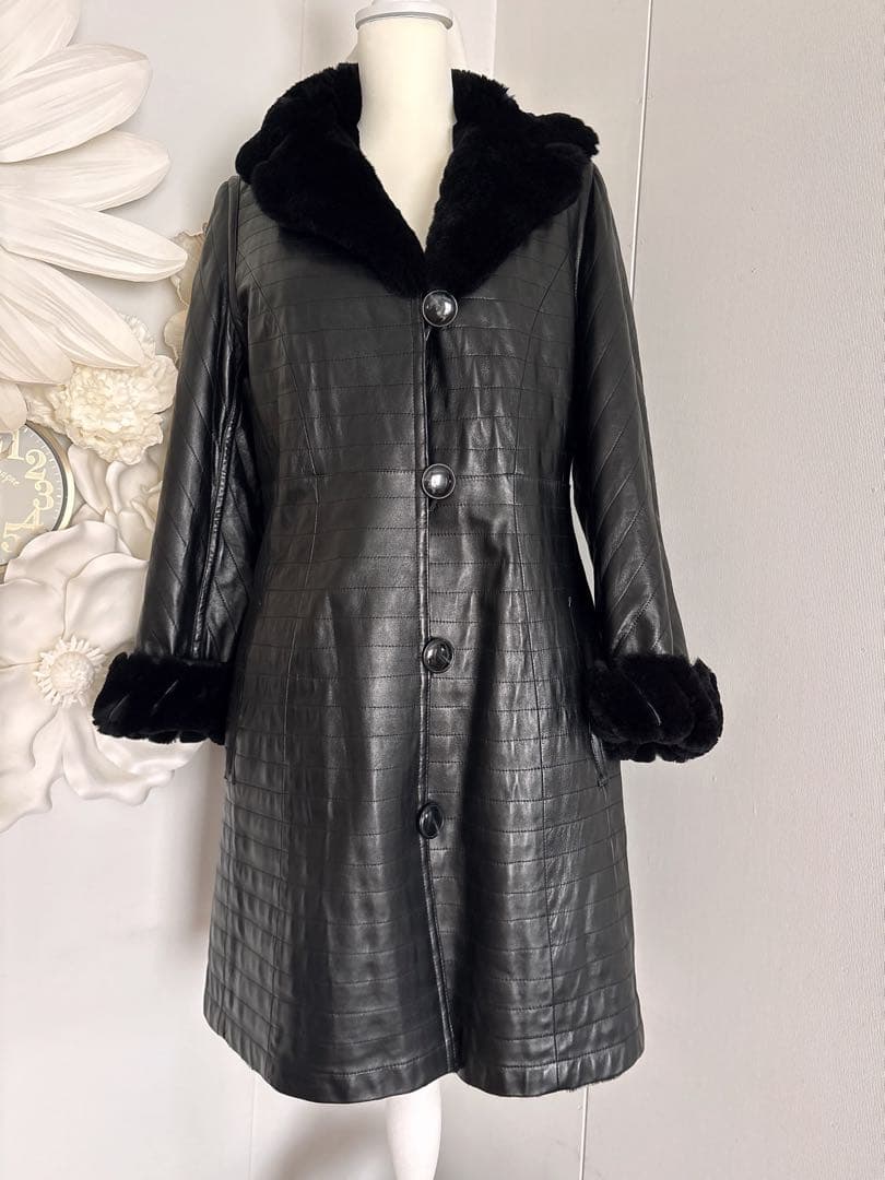 極美品✨三京商会 ラムレザー×レッキスファー リバーシブルコート 42 XL 黒