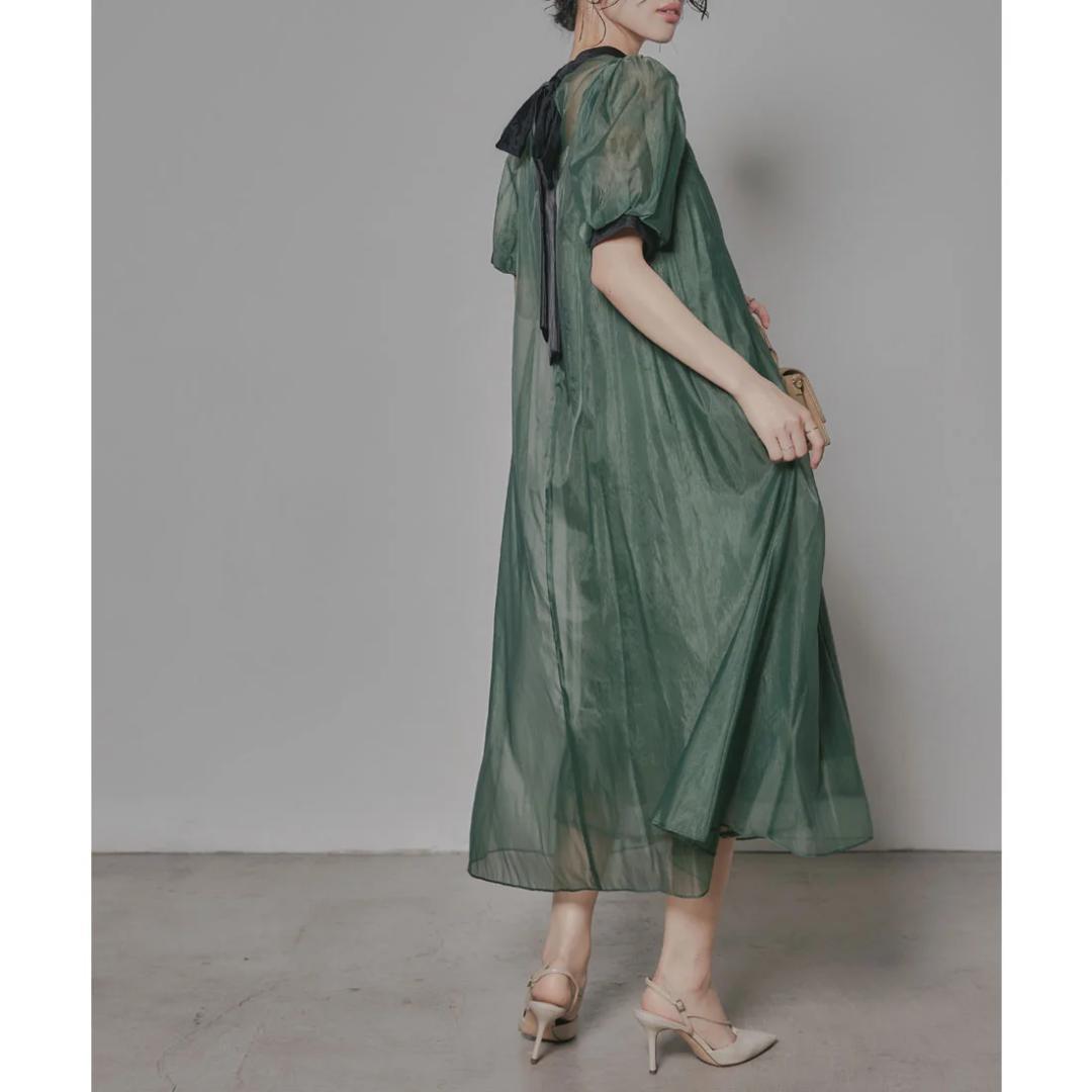 美品 niana ニアナ Aラインオーガンジーレースレイヤードドレス M 妊婦