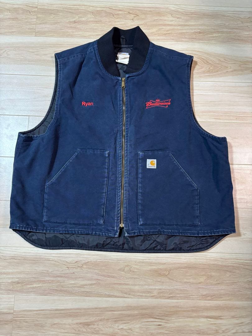 希少　ビッグサイズ　カーハート　キルティングベスト　ダック　3XL ネイビー