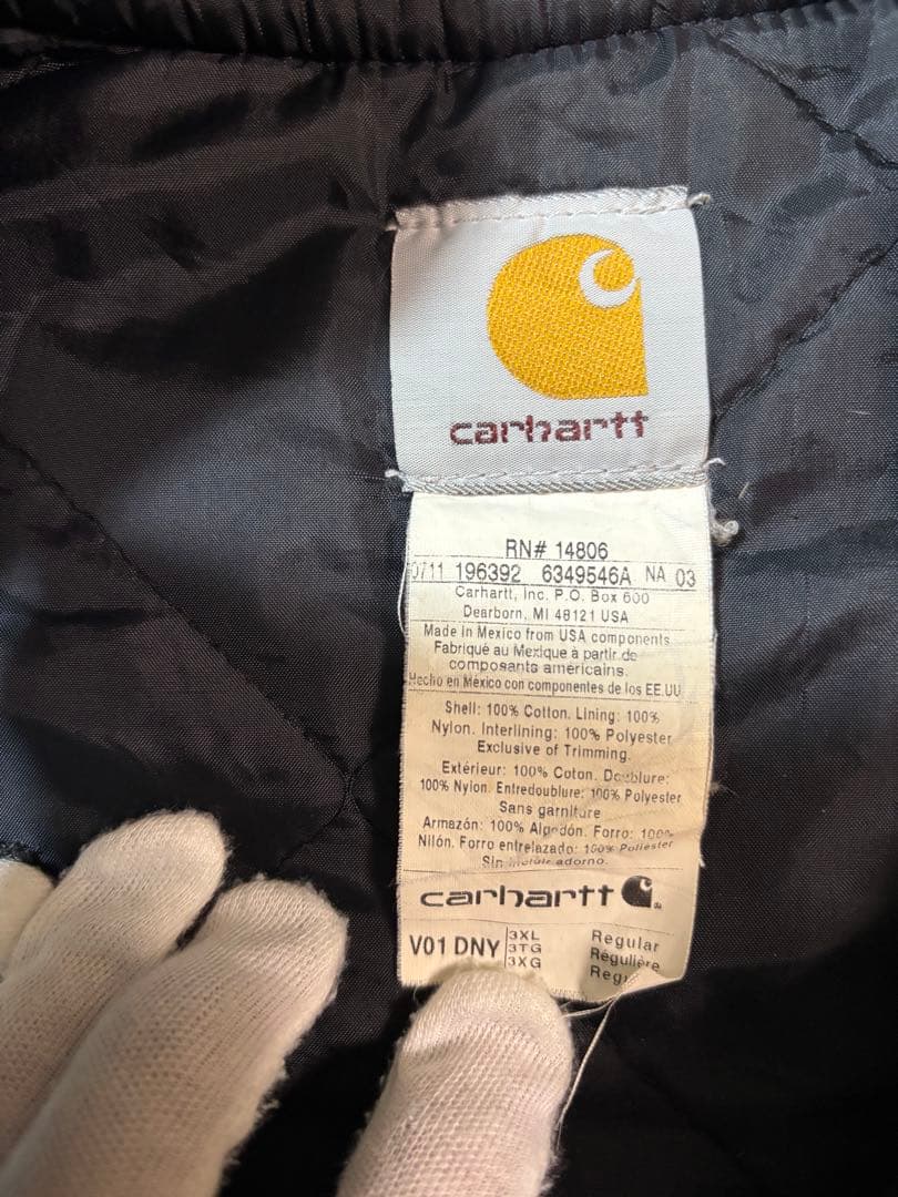 希少　ビッグサイズ　カーハート　キルティングベスト　ダック　3XL ネイビー