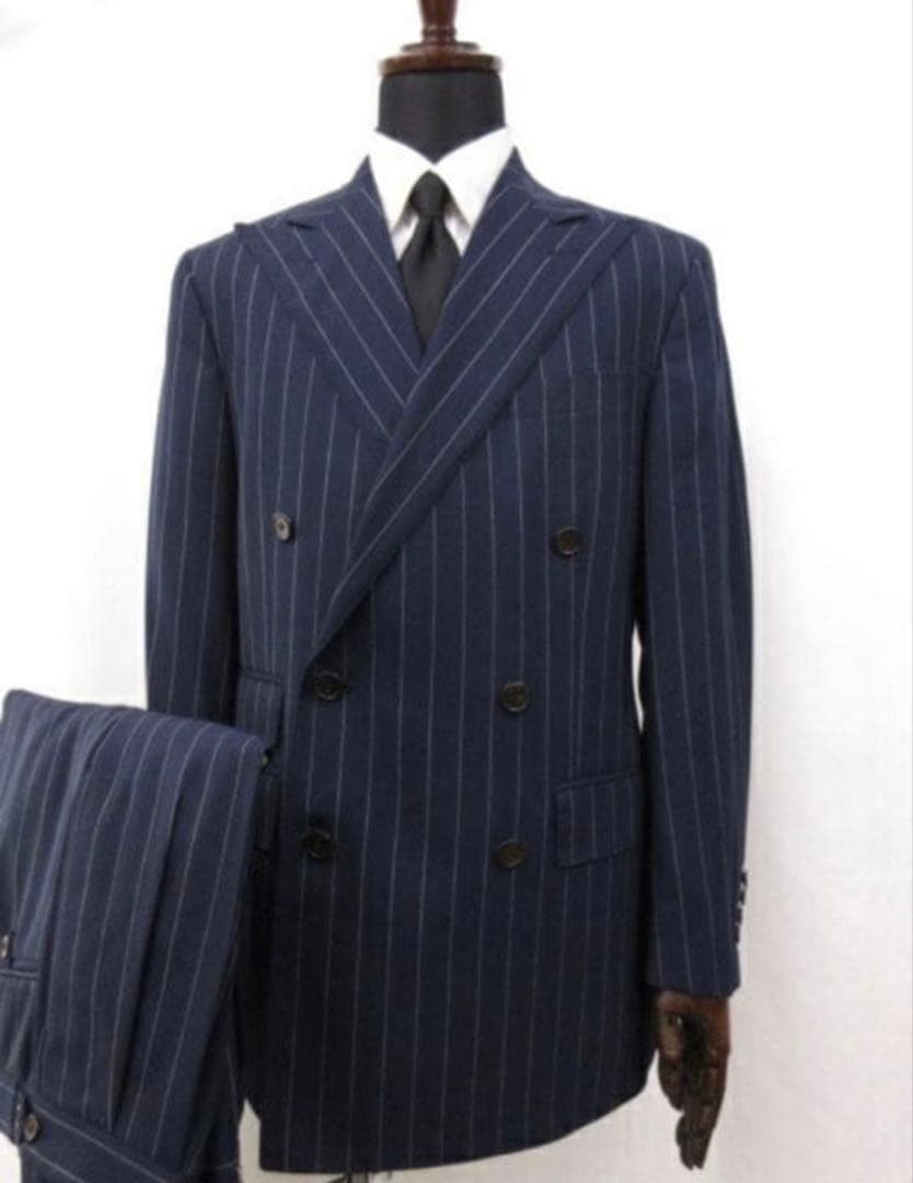 ラルフローレン スーツ ダブル ネイビー チョークストライプ セットアップ