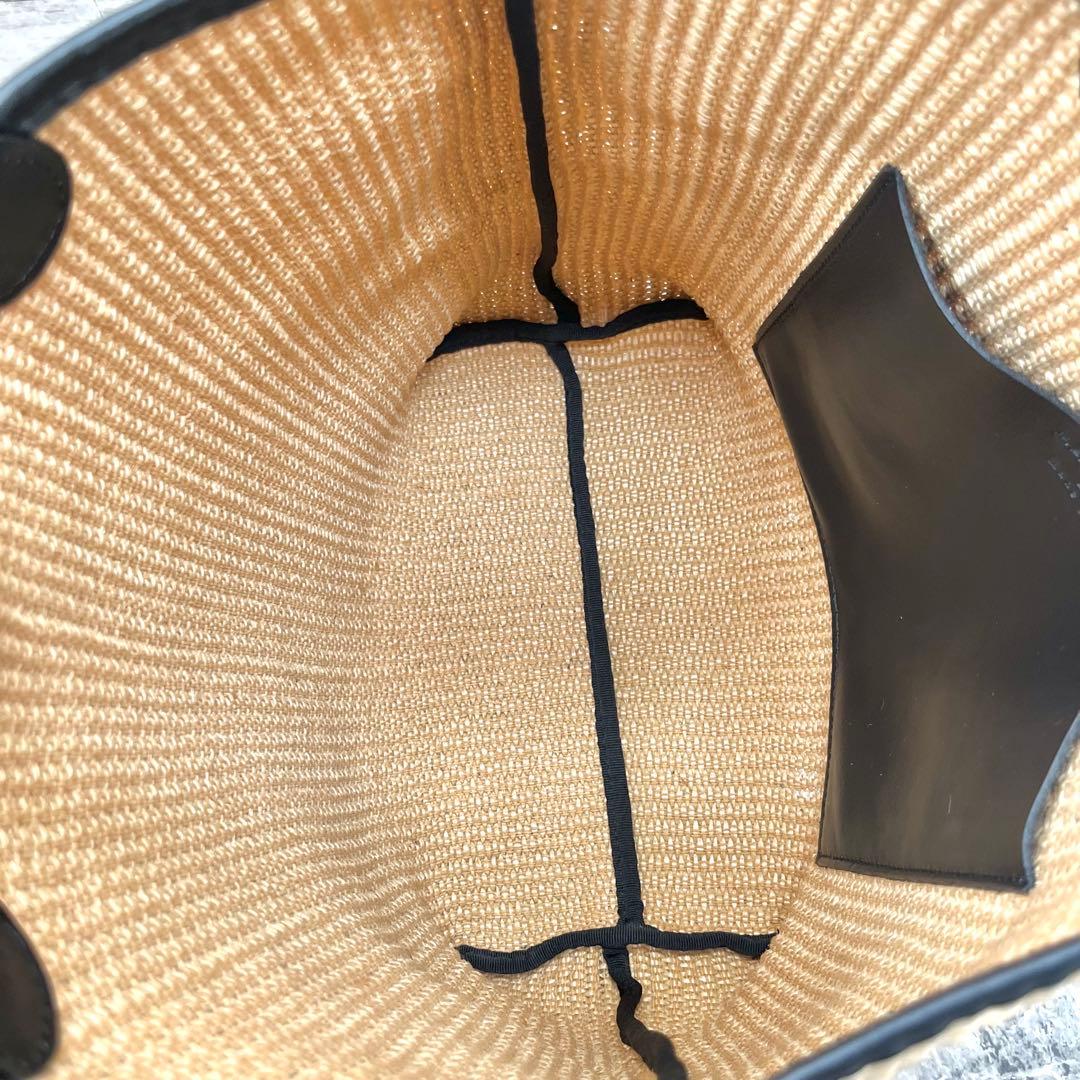 美品✨ マルコマージ 雑材 トートバッグ ラフィア風 ストロー ブラック A4