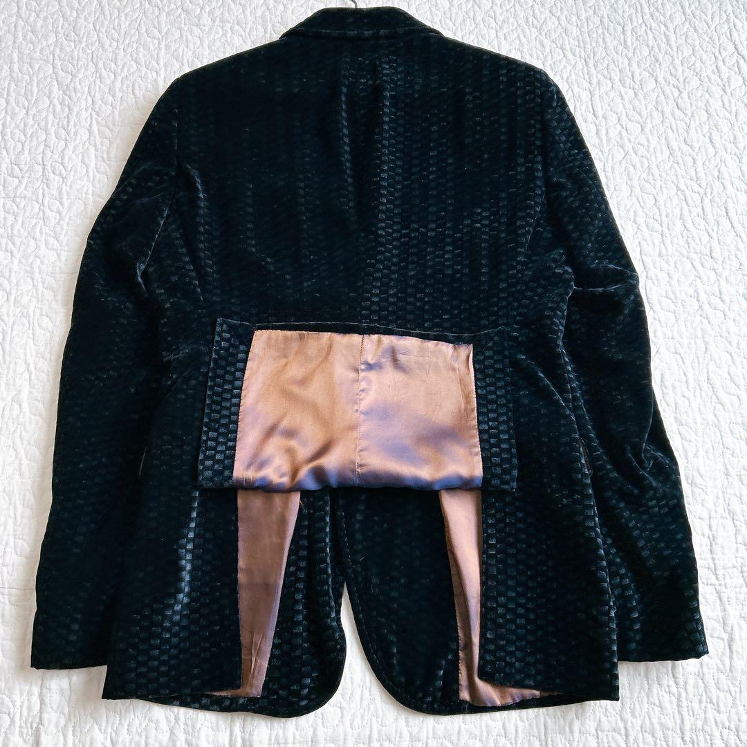 希少✨ アルマーニ テーラードジャケット ベロア ベルベット 格子柄 46