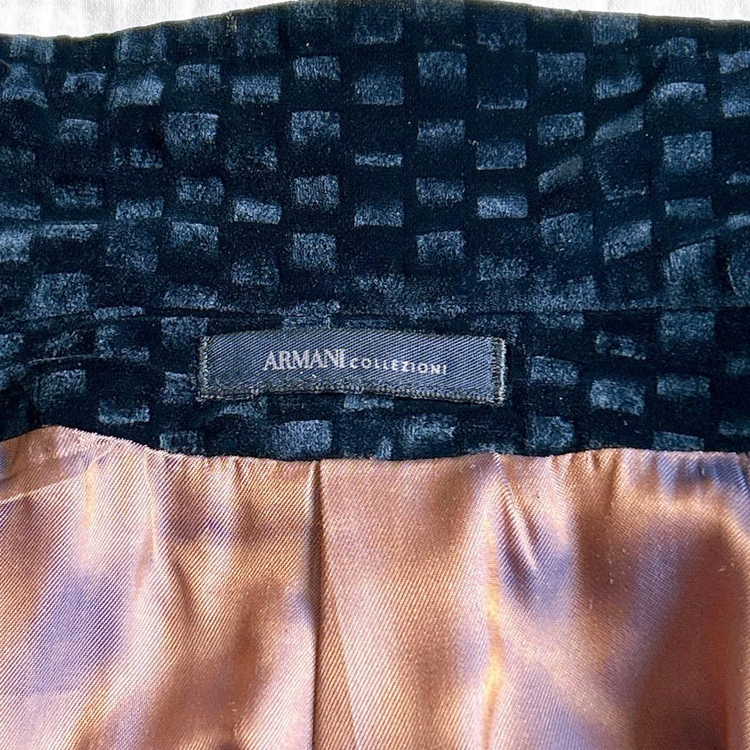 希少✨ アルマーニ テーラードジャケット ベロア ベルベット 格子柄 46
