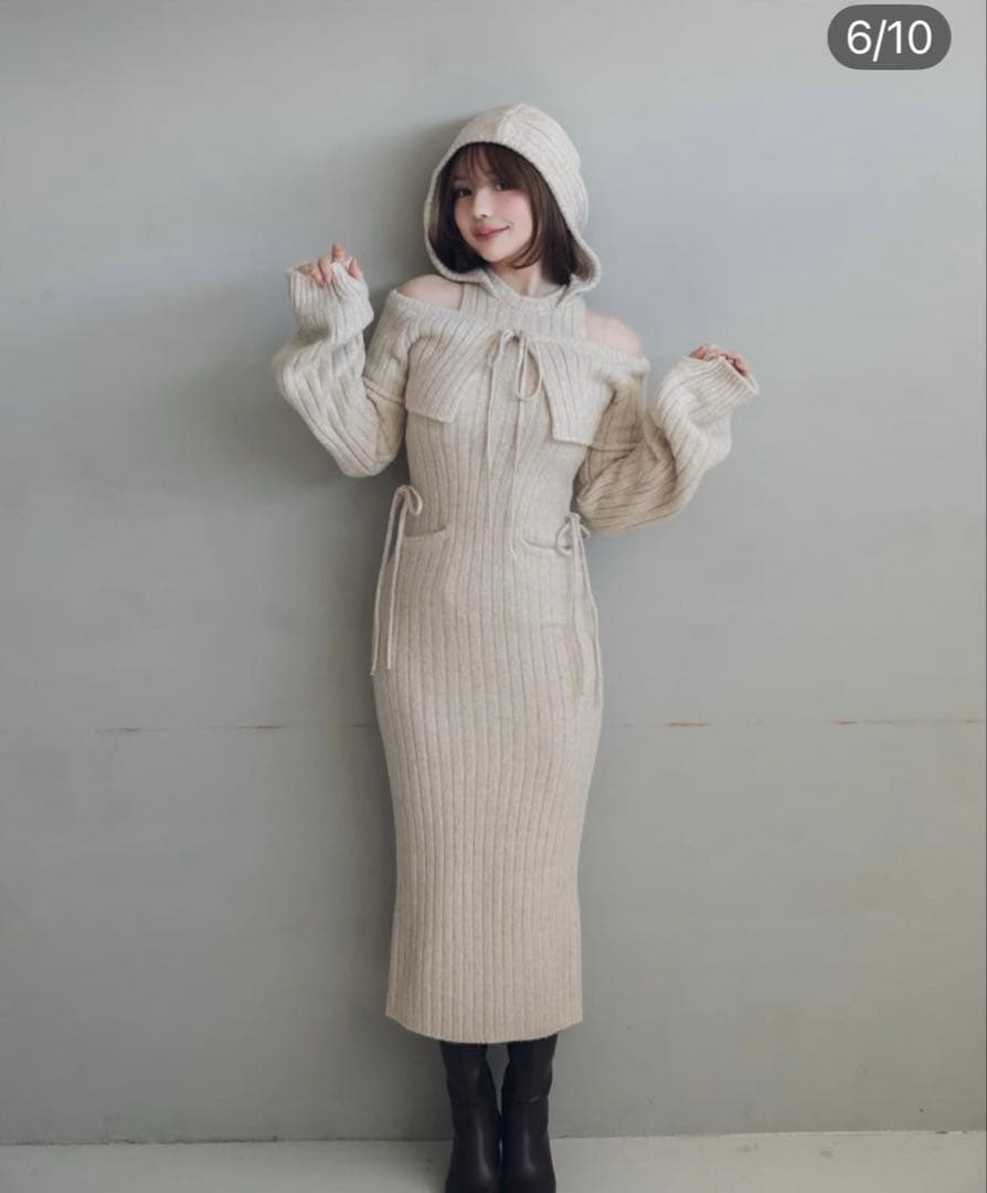 ANDMARYアンドマリーフード付ノースリーブニットワンピースとボレロセット