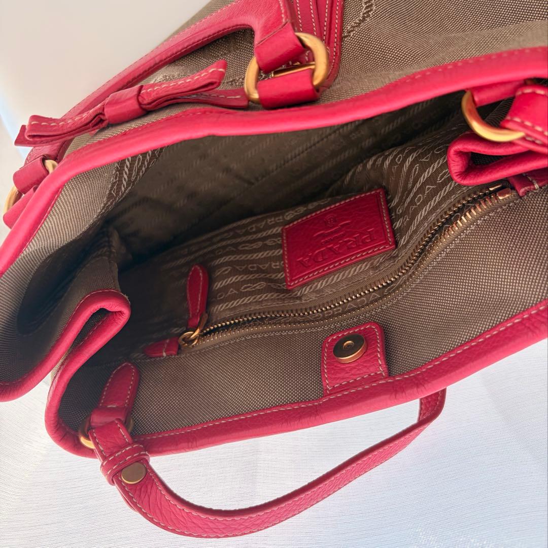 にゃんすけ様　PRADA カパナ　キャンバス　ロゴジャガード　ハンドバッグ
