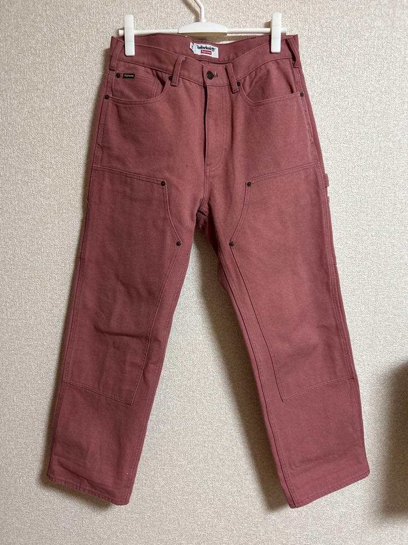 supreme timberland ダブルニー　ワークパンツ　ピンク　W30