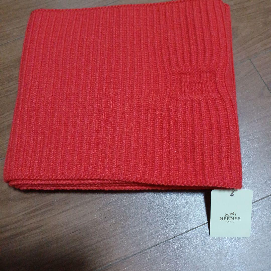 40　エルメス　マフラー　スヌード　新品　タグ付き　オレンジに近い赤
