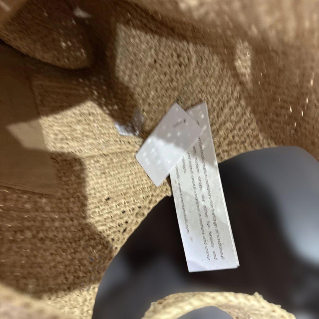 ストロー かごバッグ シルバー装飾