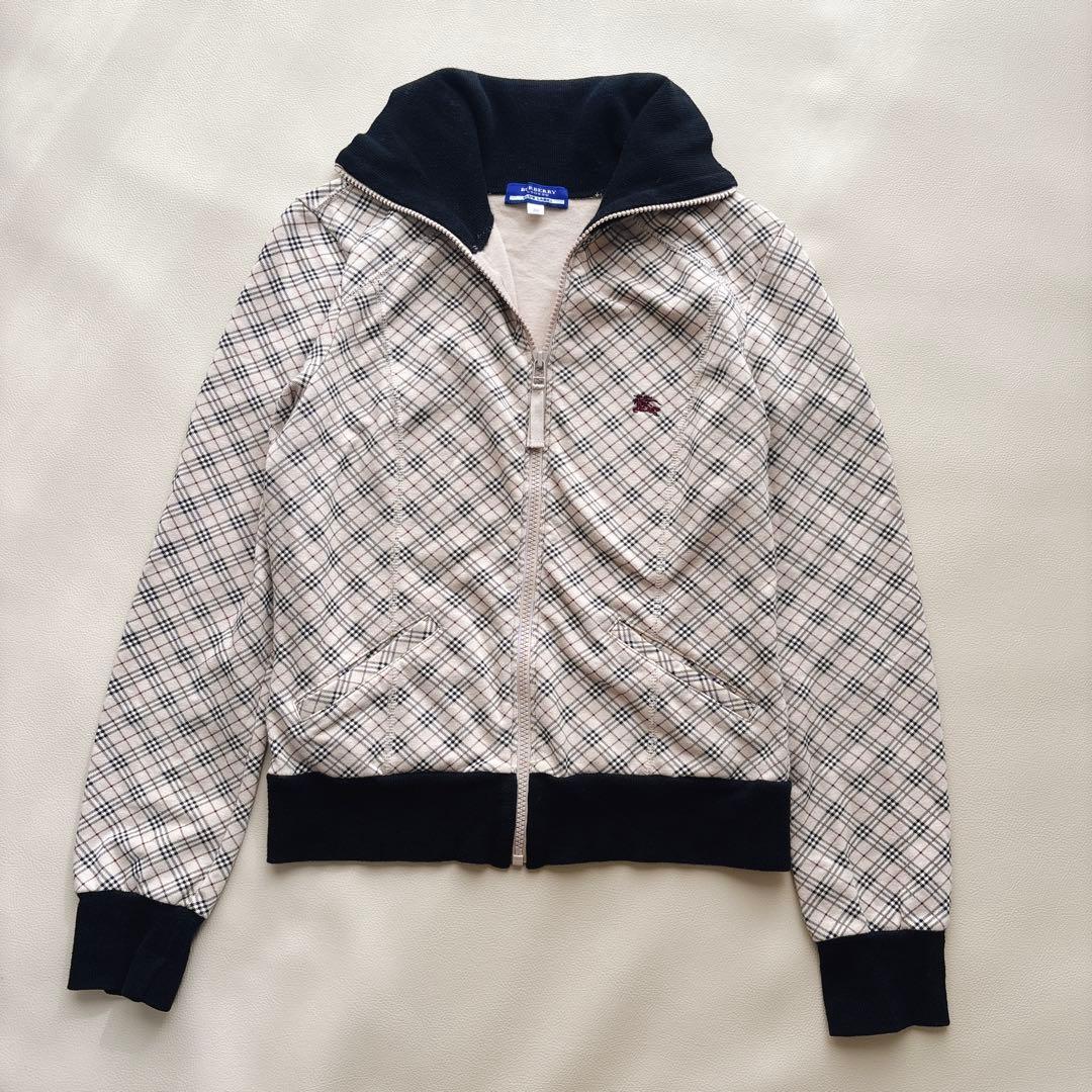 バーバリーブルーレーベル ジップパーカー トップス ノバチェック ホース刺繍 M