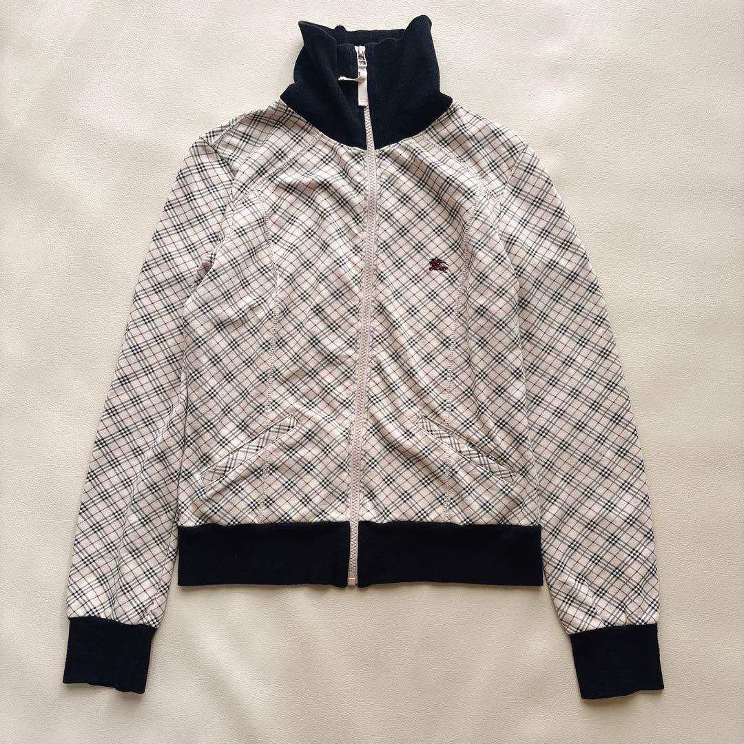 バーバリーブルーレーベル ジップパーカー トップス ノバチェック ホース刺繍 M